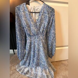 Tie-Waist Tiered Blue Floral Romper